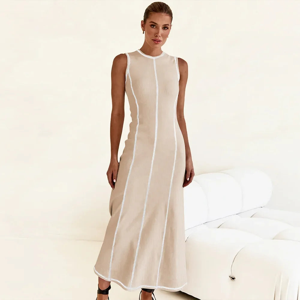 Vestido Midi de Malha Sem Mangas Eleganza